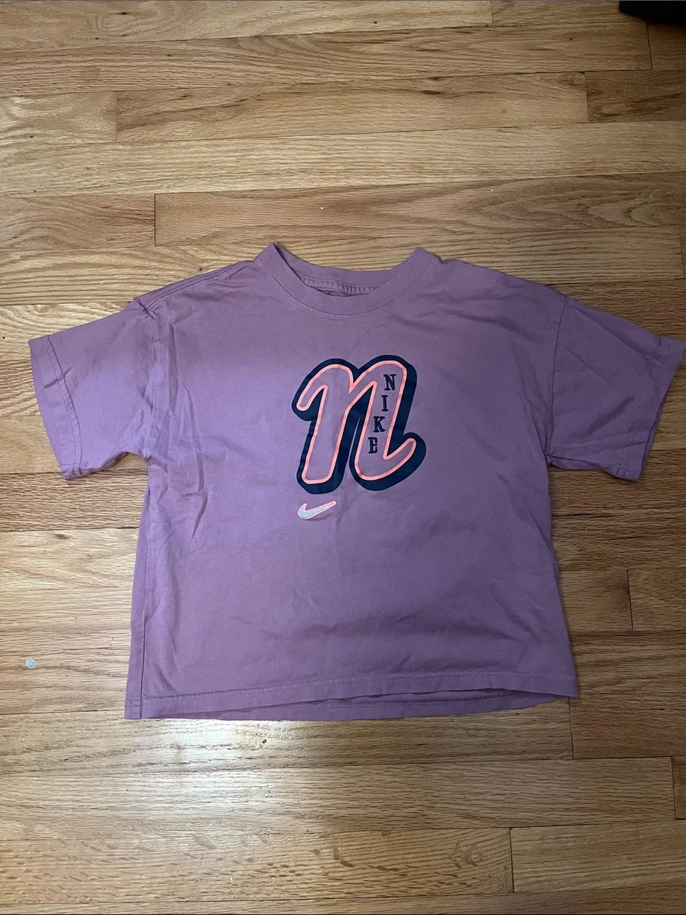 Nike Kids Mauve Tee with Pink & Navy Logo